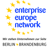 Textlogo enterprise europe network im Sternenkranz, Wir stehen Unternehmen zur Seite; Berlin Stern Brandenburg