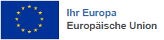 Europafahne mit Text "Ihr Europa" und "Europäische Union" für die Verwendung als Schaltfläche für einen Link.